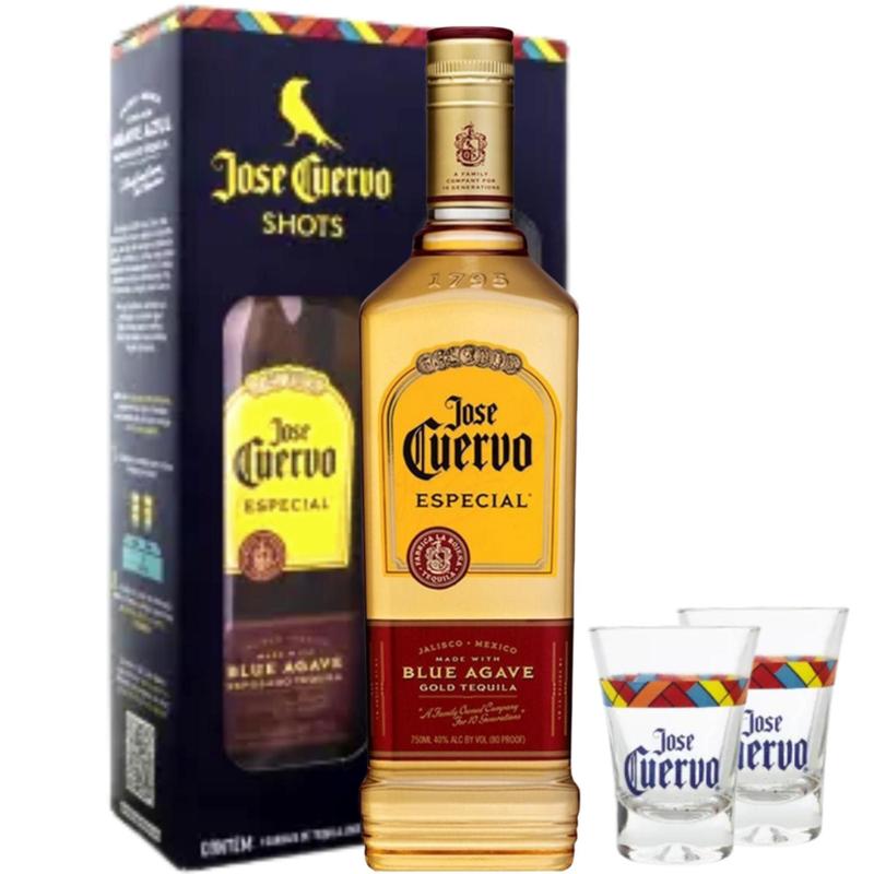 Kit Tequila José Cuervo Ouro 750ml com 2 copos de shot Edição Limitada