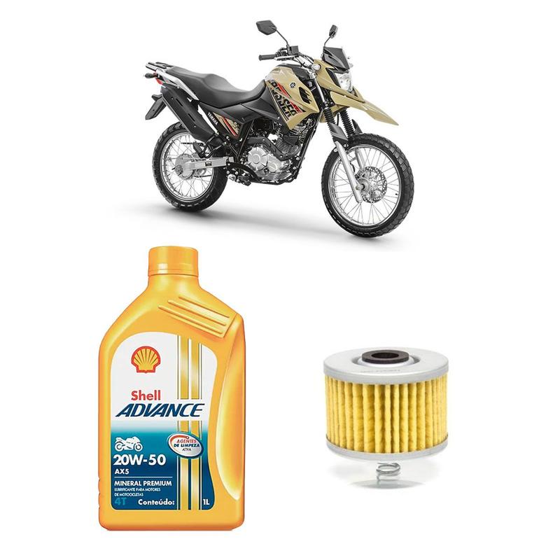 Kit Troca de Óleo Shell 20W50 AX5 Mineral Moto Yamaha XTZ Crosser 150 ...