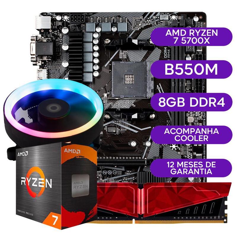 Kit Upgrade Gamer AMD Ryzen 7 5700X + COOLER + B550M + 8GB DDR4 ...
