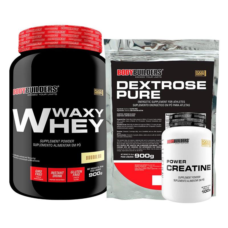 Kit Waxy Whey Protein 900g + Creatina 100g + Dextrose 900g ...
