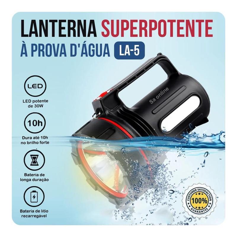 Lanterna À Prova D'Água Recarregável Usb Led 30W Até 1000M - Made ...