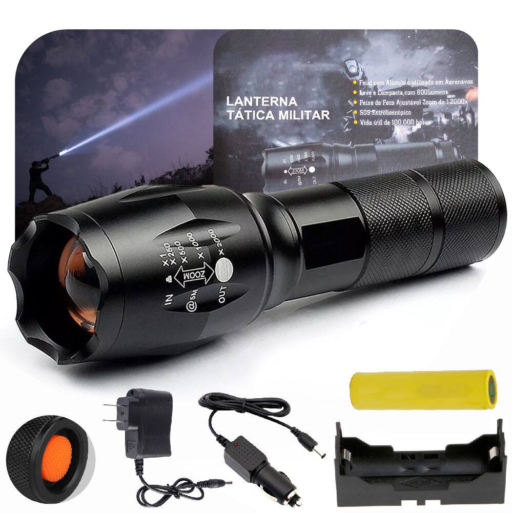 Lanterna Led Tática Militar Recarregável Potente Original Para Caça ...