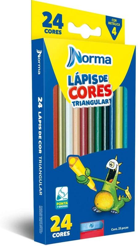 Lápis De Cor Norma Triangular Com 24 Cores + Apontador - Material ...
