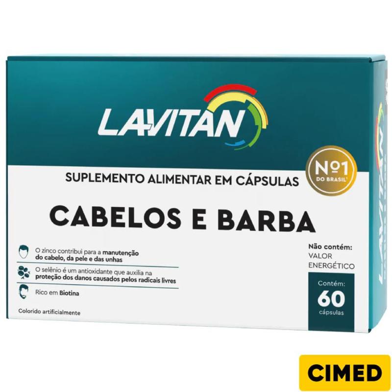 Lavitan Hair Cabelo e Barba Com 60 Cápsulas Suplemento Alimentar Cimed ...