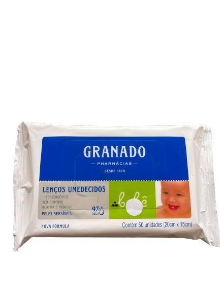Lenco Umedecido Toalha Pele Sensível Sem Perfume Granado Pacote com 50 ...