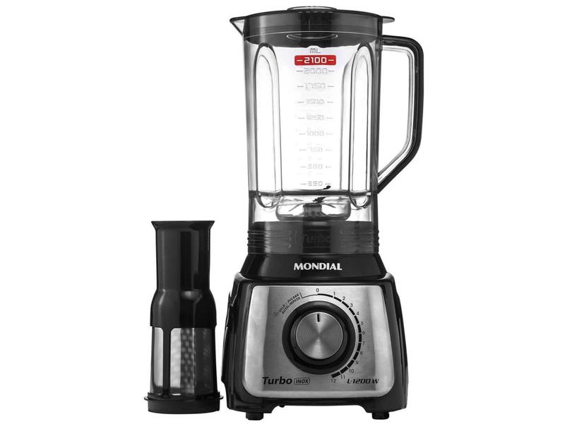 Liquidificador Mondial L-1200 BI - Preto Inox com Filtro 12 Velocidades ...