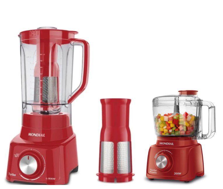 Liquidificador Mondial Turbo L-900 Vermelho com Mini Processador Turbo ...