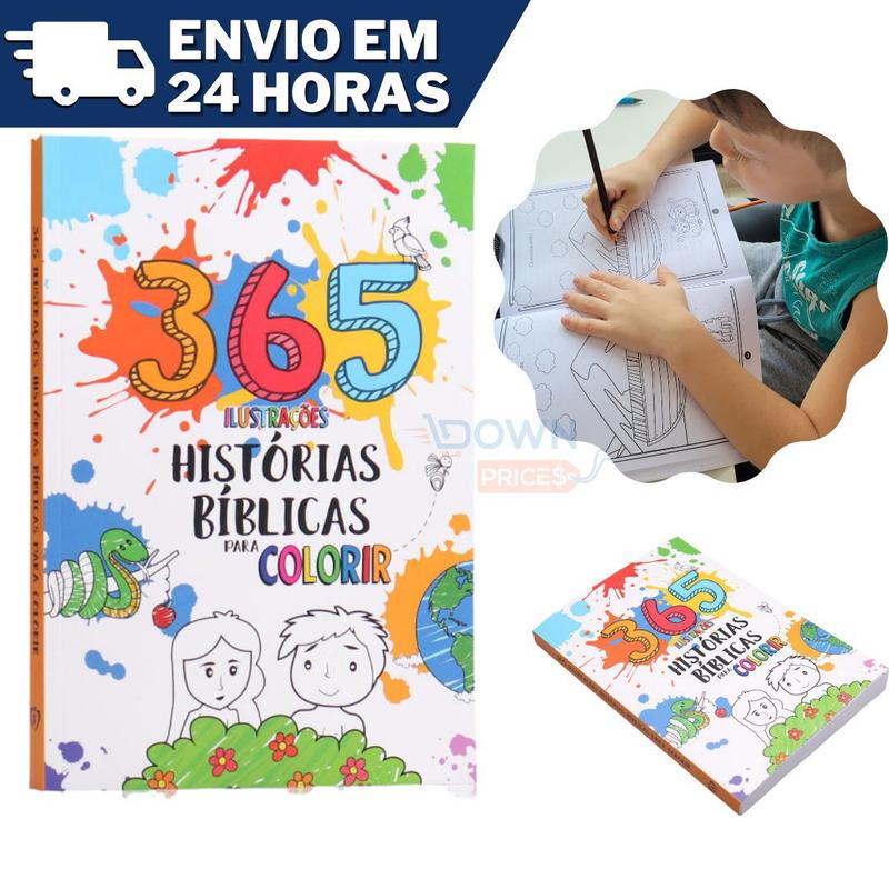 Livro 365 Histórias Bíblicas para Colorir Infantil Crianças Crianças ...