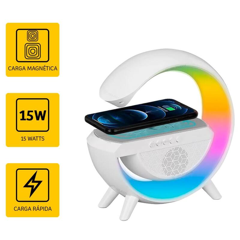 Luminaria Caixa De Som Carregador Celular Indução G Speaker - Xtrad ...