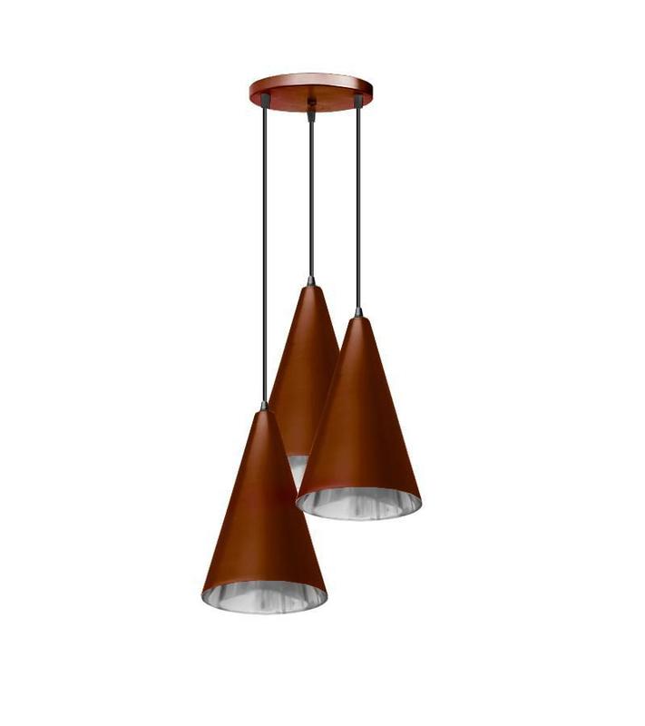 Lustre Triplo Pendente Cone De Alumínio Cobre - World Luz - Lustre ...