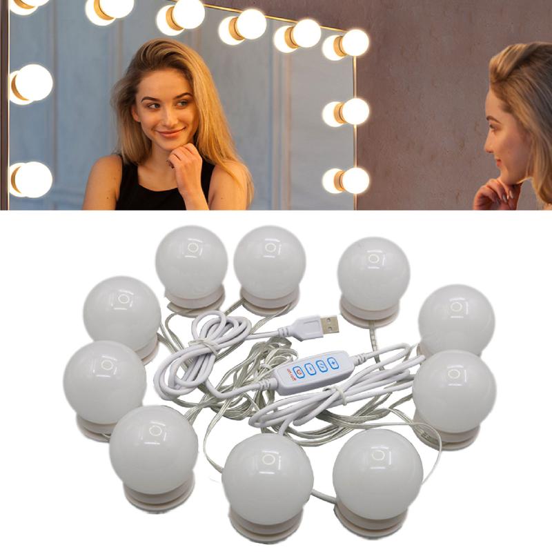 Luz Camarim De Espelho Para Maquiagem Com 3 Cores E 10 Lâmpadas LED ...