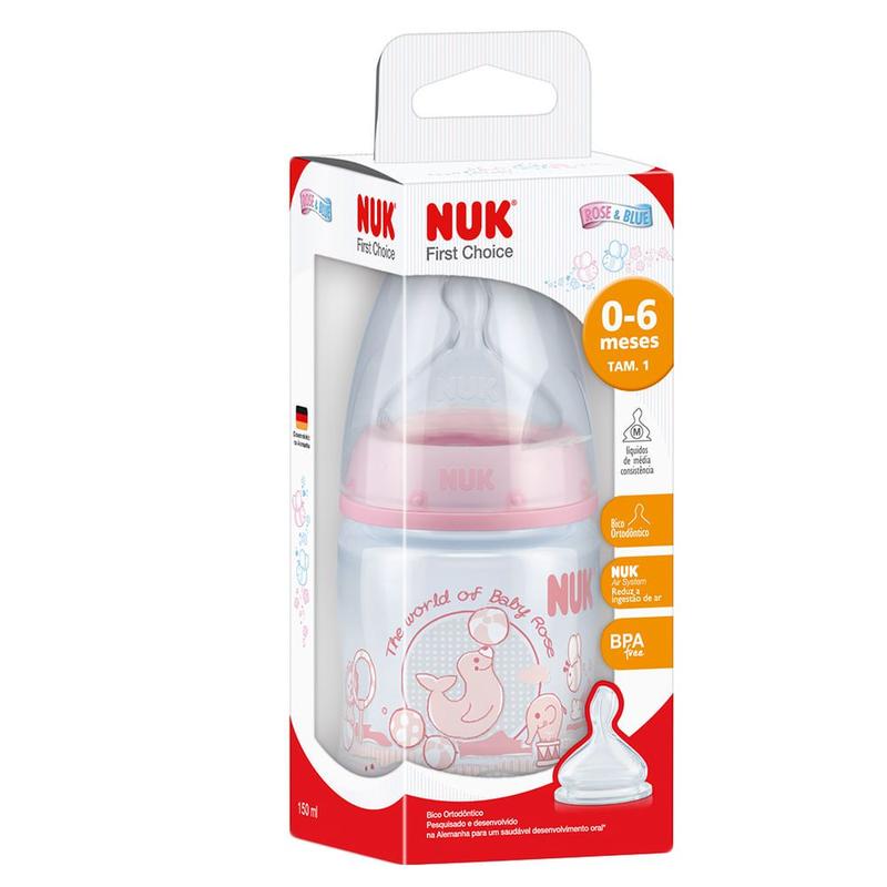 Mamadeira Nuk First Choice Rose & Blue Bico de Silicone Ortodôntico ...