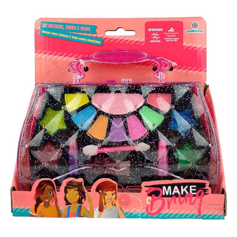 Maquiagem Infantil Estojo de Bolsinha Antialérgica Paleta Sombra Gloss ...