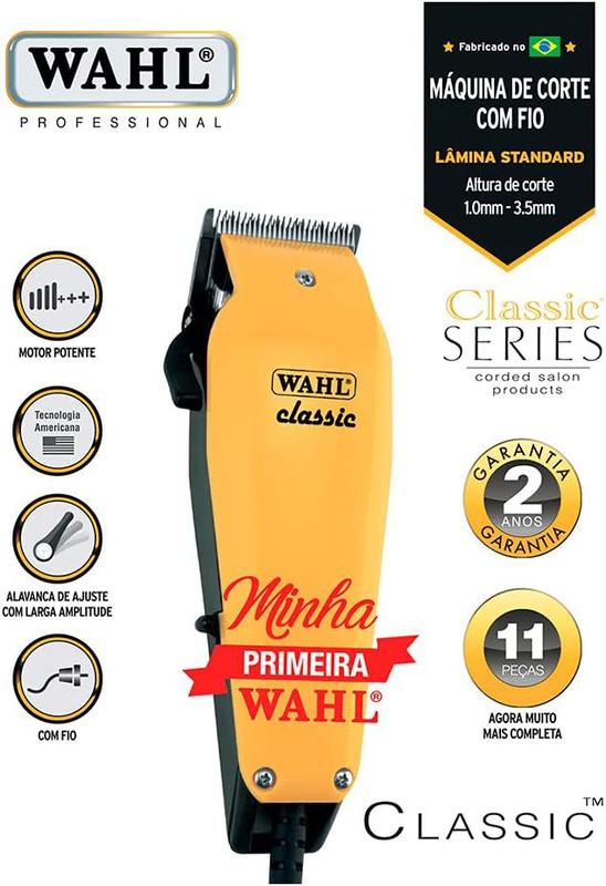 Máquina de Cortar Cabelo Classic Profissional com 6 Pentes de Corte com ...