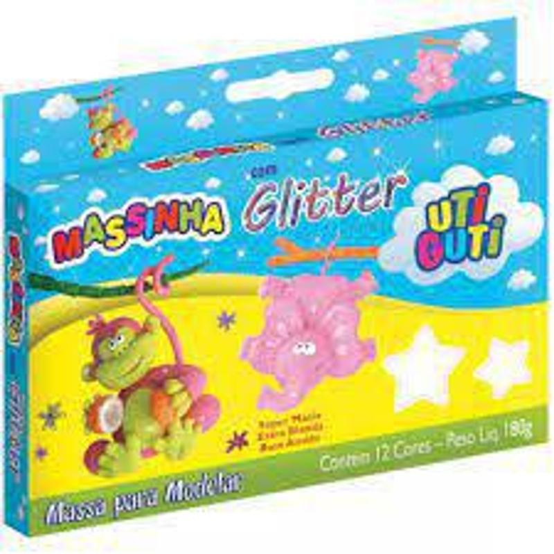 Massa de Modelar com Glitter 12 cores 180g - UtiGuti - Massinha ...