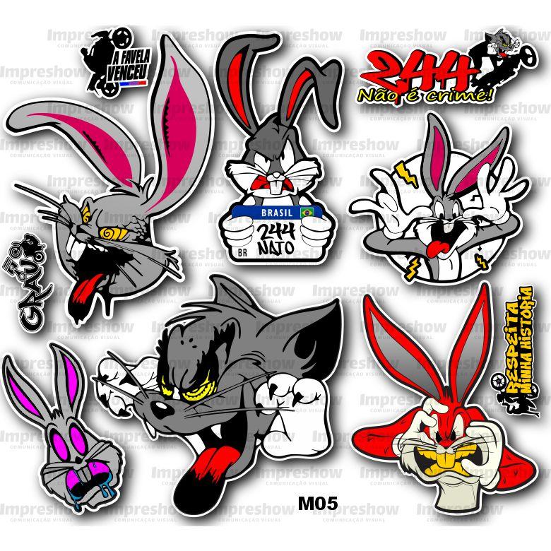 Mega Cartela M05 Adesivos Coelho Pernalonga Para Moto Bike Carro ...