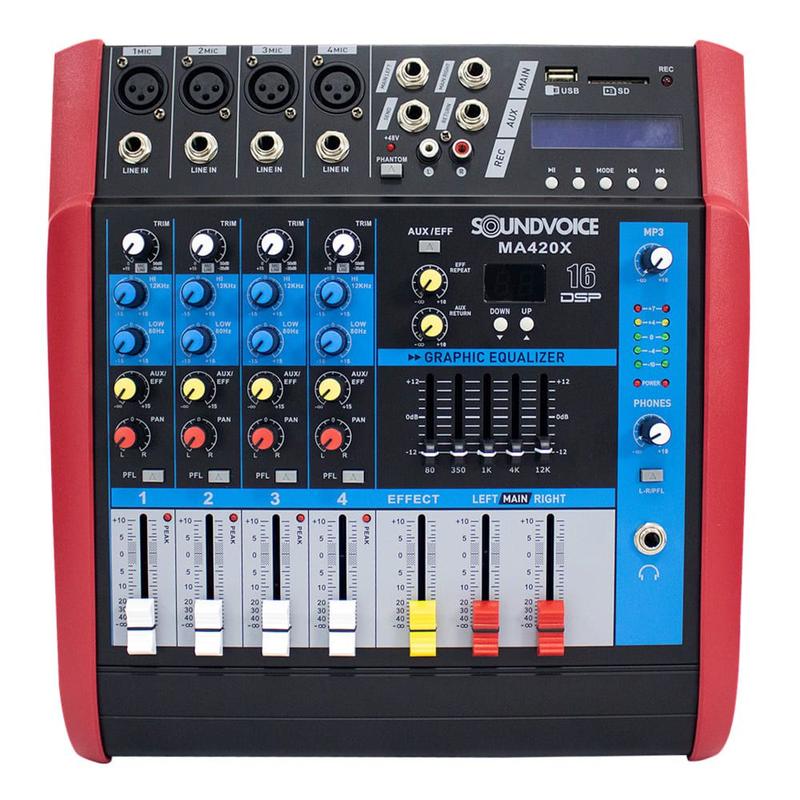 Mesa Amplificada SoundVoice Ma 420X - 4 Canais - Mesa de Som / Mixer ...