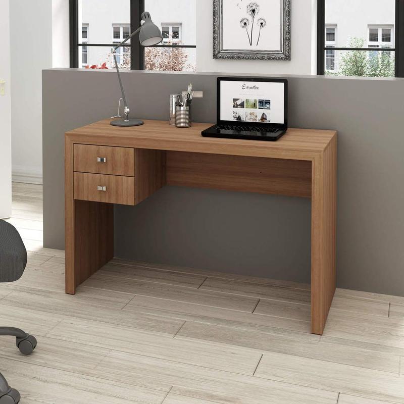 Mesa de Escritório TecnoMobili Com 2 Gavetas ME4123 Amêndoa - Tecno ...