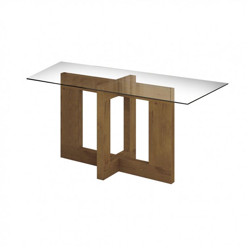 Mesa de Jantar Tampo em Vidro Florença Móveis Lopas Rovere Soft ...