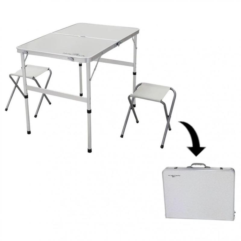 Mesa Dobravel com Duas Banquetas em Aluminio Domo Nautika - Conjunto ...