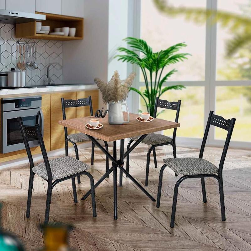 Mesa Pequena Para Cozinha 4 Cadeiras Preto Carvalho Manteiga Ash Slim ...
