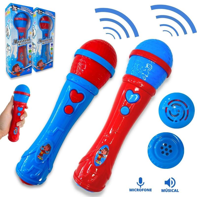 Microfone Infantil Sai A Voz Musical Brinquedo Cantor Rock - Europio ...