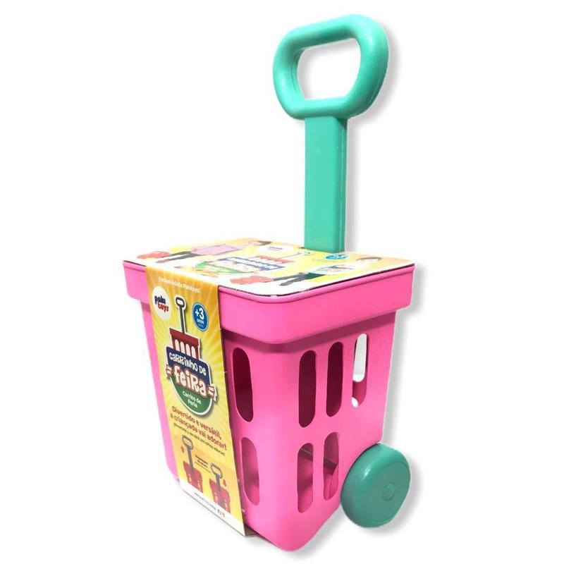 Mini Carrinho de Feira Infantil Puxador Regulável Paki Toys - Carrinho ...