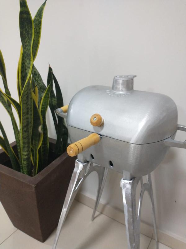 Mini Churrasqueira à Bafo de Alumínio para Apartamento com Pés ...