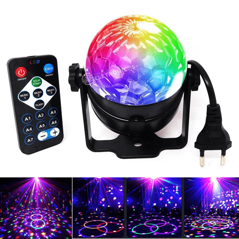 Mini Globo Jogo De Luz Discoteca RGB Com Controle Para Festa DJ WS3316 ...