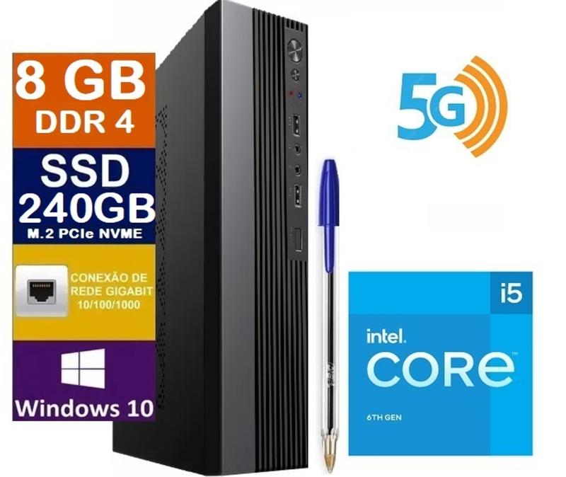 6 Inha Computer Mini Pc slim Intel Core I5 6500 6ª geração ram 8gb ddr4 ssd 240gb m.2 ...