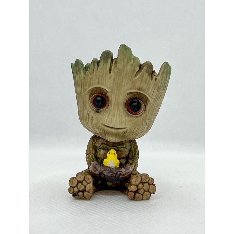 4 Miniature Da Giardino Groot Seduto - Statuine Fata In Resina Marrone - Set Decorativo