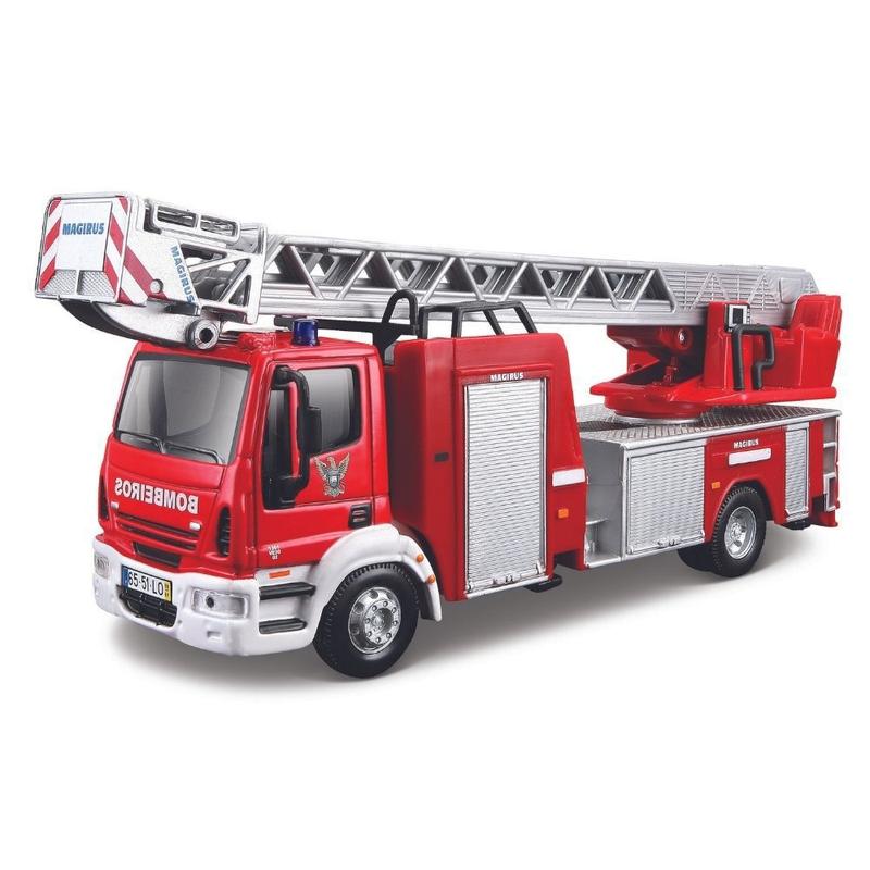 Bburago Feuerwehrauto IVECO MAGIRUS 150-E 28 - Die-Cast Modell 1:55 Mit Ausziehbarer Leiter