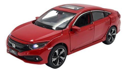Miniatura Honda Civic 2018 Vermelho Acende Luzsom Metal 1:32 - JKM ...