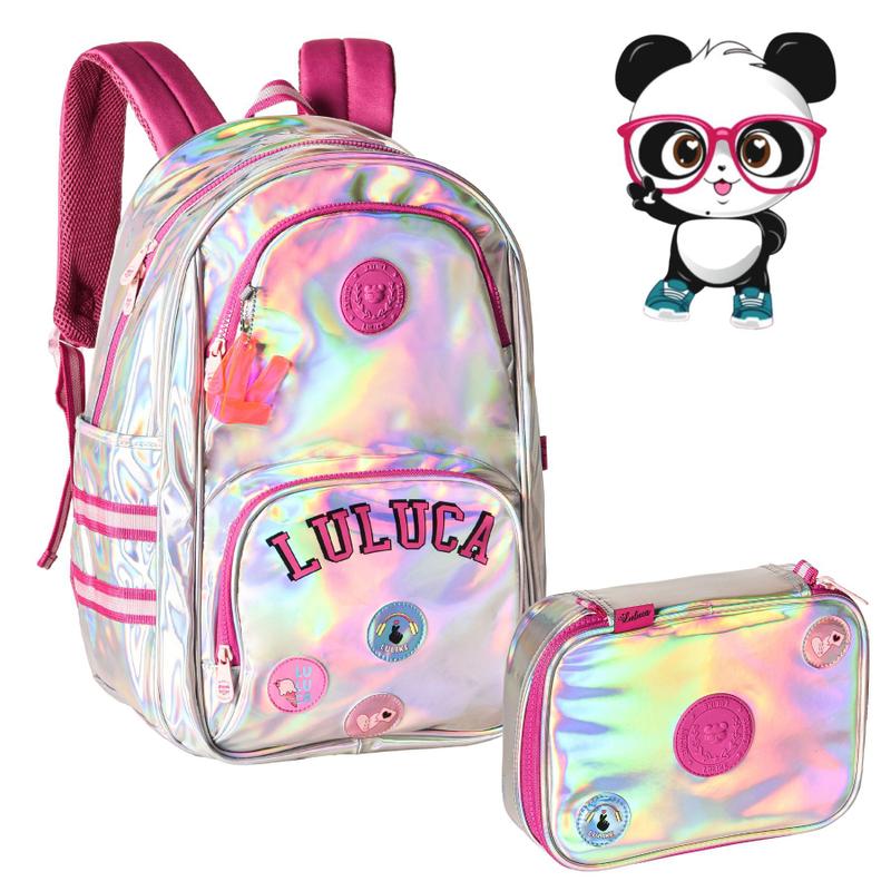 Mochila Escolar Holográfica Luluca Oficial Menina Pandinha - CLIO STYLE ...