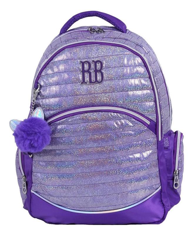 Mochila Escolar Juvenil Glitter Rebecca Bonbon Rb Roxa - Material ...