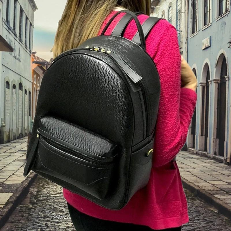 Mochila Feminina Preta Bolsa Pequena Sintético Escolar Barato - Pinneri ...