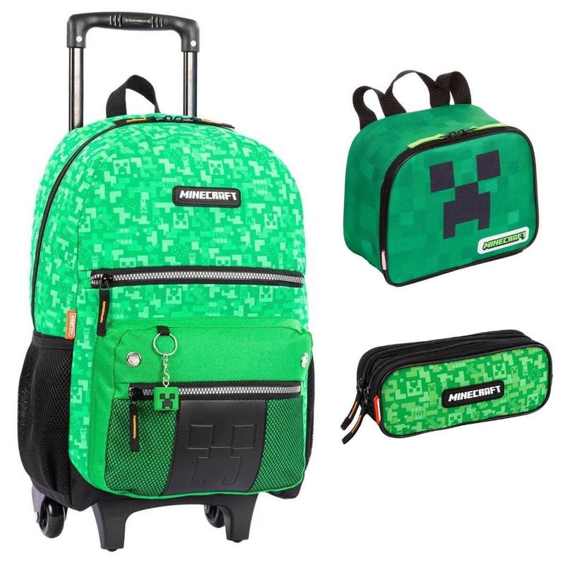 Mochila Rodinhas Escolar Sestini Mochilete Minecraft X Camuflado Kit ...