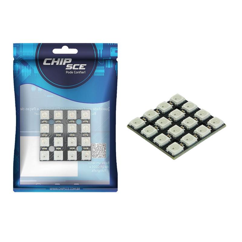 Módulo Led Rgb 5050 Endereçável 4x4 Bit Ws2812b 16 Leds Ard. - CHIPSCE ...
