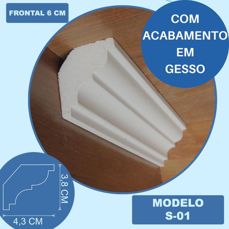 Moldura Isopor Roda Teto Sanca Com Acabamento Em Gesso 17 Metros S01 ...