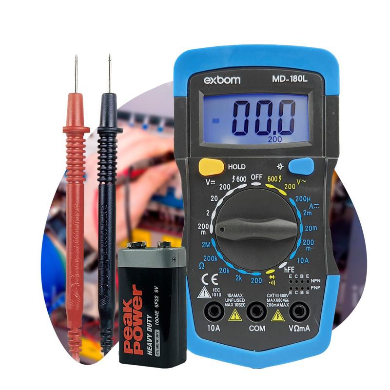 Multímetro Digital Profissional Portátil Com Beep LCD 3 ½ Dígito Com ...