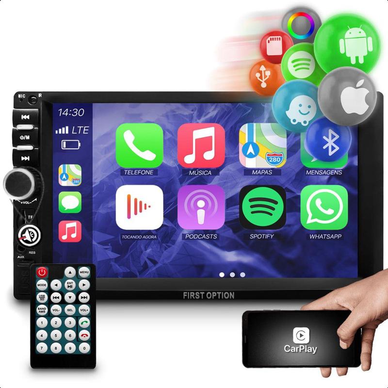 Multimidia MP5 2 Din 7 Polegadas Touch Screen Carplay Android Auto ...