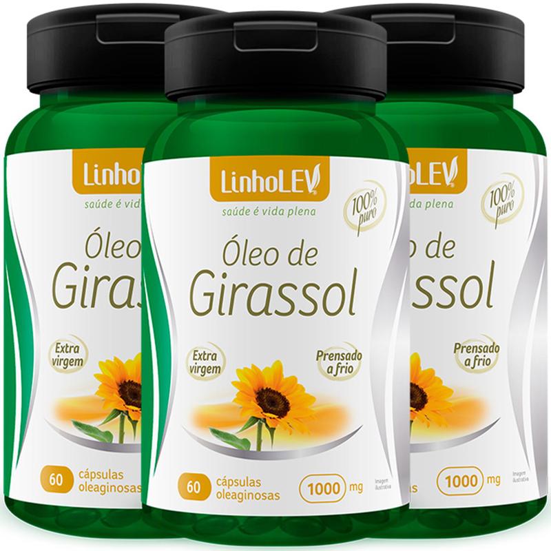 Óleo de Girassol 1g Extra Virgem Prensado a Frio 3 Frascos - LinhoLev ...