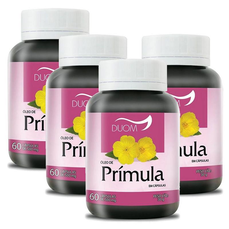 Óleo de Prímula 60cps 500mg Duom Kit 4 Frascos - Óleo de Prímula ...