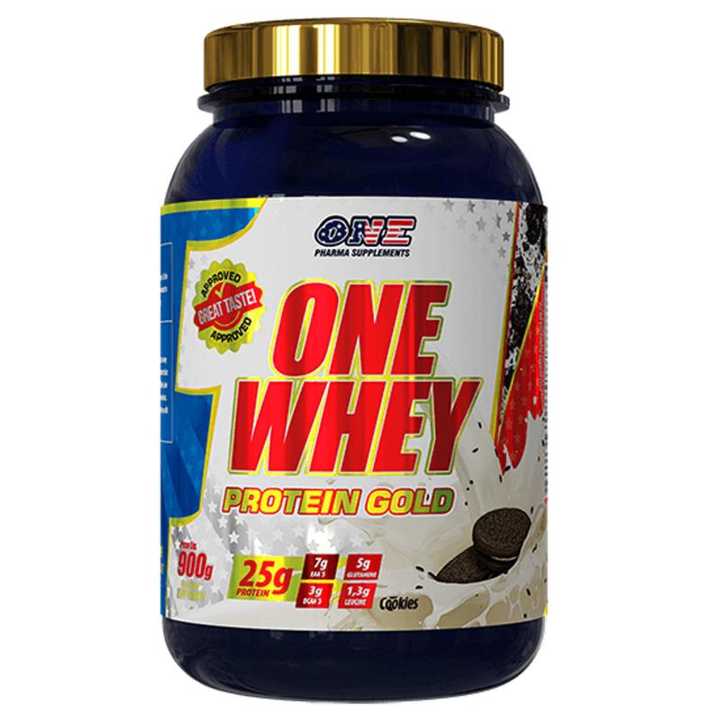 One whey PROTEIN GOLD (900g) - One Pharma - Massa Muscular - Magazine Luiza