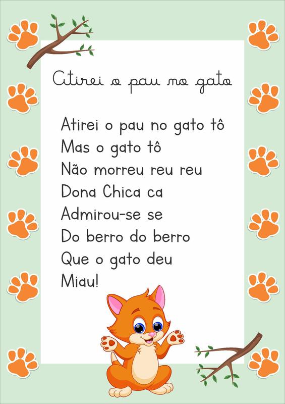 Painel De Lona Músicas Cantigas Infantis Atirei o Pau no Gato ...