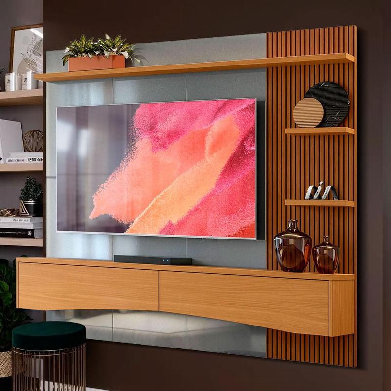 Painel Moderno Grande Para Tv Até 65 Polegadas Cinza E Marrom - Shop JM ...