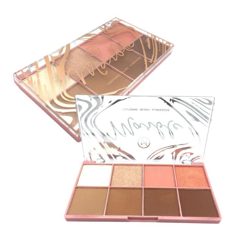Paleta De Maquiagem Completa Blush Iluminador Contorno Pó Marble My ...
