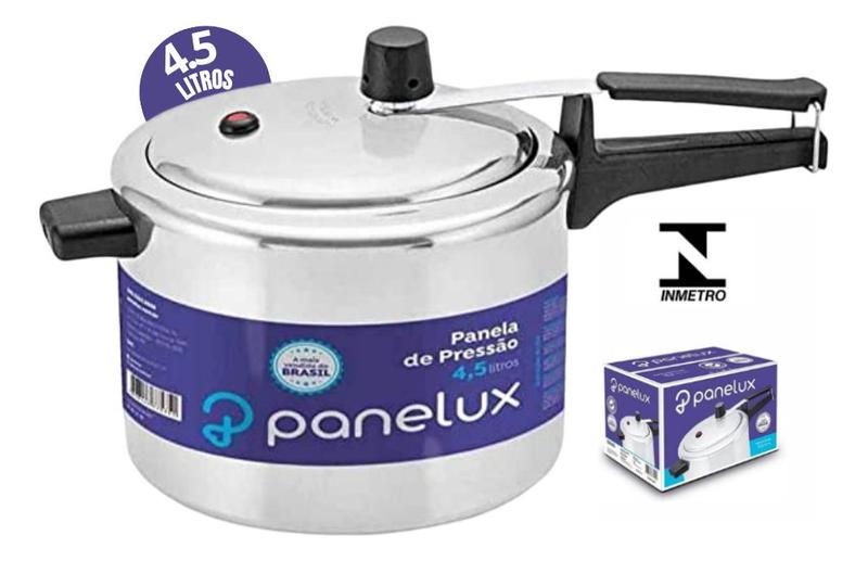 Panela De Pressão de 4,5 Litros Panelux Caçarola Média de Alumínio ...