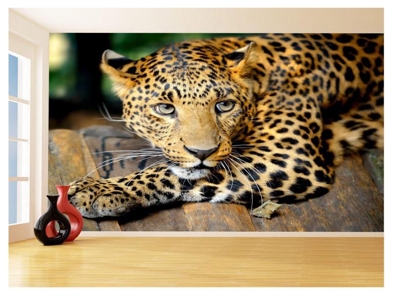 Papel De Parede 3D Animais Onça Pintada Estampa 3,5M Anm546 - Você ...