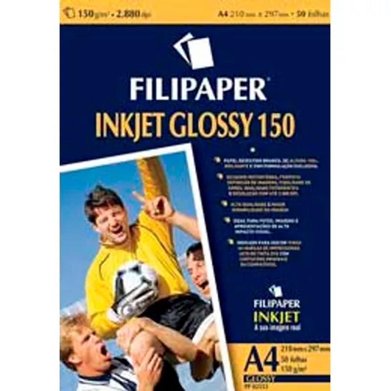 Papel Filipaper Glossy Inkjet A4 150 Gramas Caixa com 50 Folhas ...
